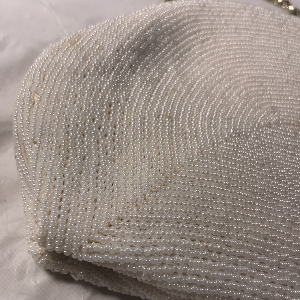 Vintage 1950’s Walborg White Micro Beaded Handbag Wedding Clutch Prom Purse - Picture 4 of 8